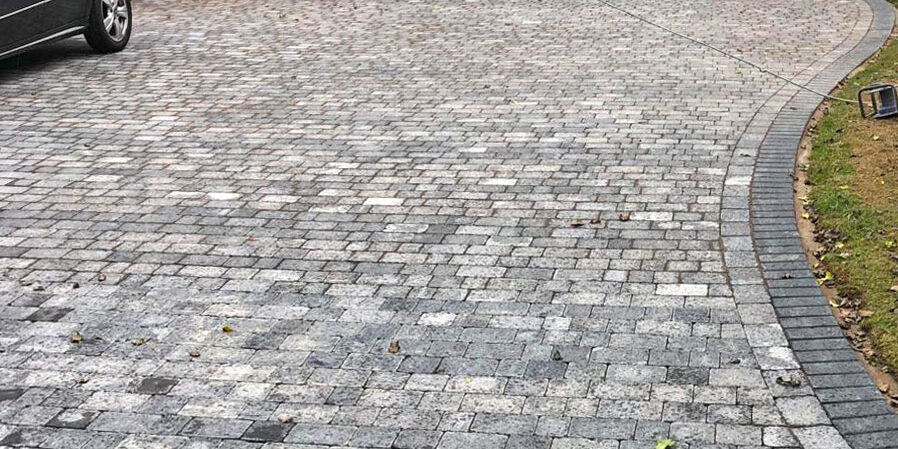 New block paving driveway, view from end of driveway Tegula Block Paving Driveway, Gravesend. Award-Winning Paving